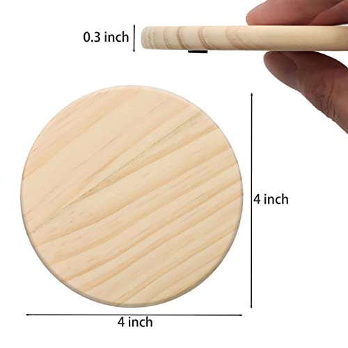 24 Pack Drink Coasters Set, SIJDIEE 4 Inch Round Slate Stone Drink Coasters with Round Blank Wood Craft Coasters for DIY Painting Wood Engraving Home SIJDIEE