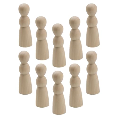 Abaodam Unfinished Blank Wooden Peg Dolls,10pcs Angel Peg Dolls DIY Natural Wood Doll Bodies People Figures Blank Plain Unpainted Puppet for Painting Abaodam