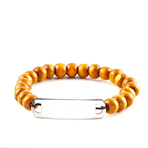 MILAKOO 5 Pcs Personalized Customized Wood Bead Bracelet Customize Friendship Bracelet MILAKOO