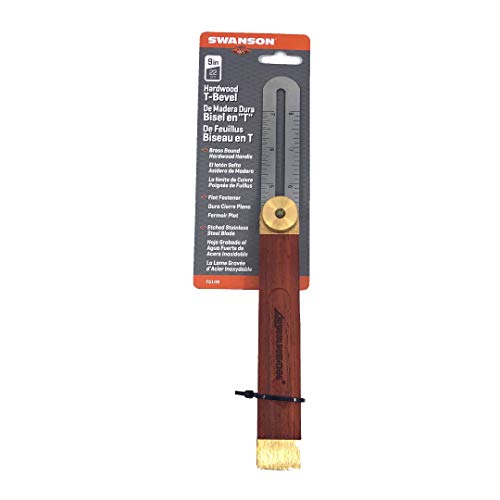 Swanson Tool Co TS149 9 inch Sliding T-Bevel with Brass Bound Hardwood Handle and Inches/Metric Marks (22 CM) Swanson Tool Co., Inc
