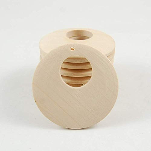50 Pcs Natural Wood Pendants Unfinished Wooden Earrings Pendants with Hole for Jewelry Making (30 MM) Teensery