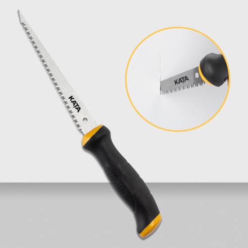 KATA Hacksaw Frame Set, 12" Hacksaw Frame, 10'' Mini Hacksaw and Drywall Saw/Jab Saw, Including 4pc Extra Flexible Bi-Metal HSS Blades, Handsaw for KATA