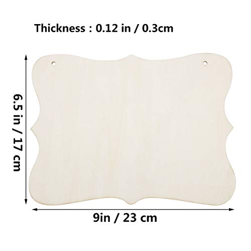 JANOU 3pcs Unfinished Wood Sign Blank Hanging Wooden Plaque DIY Craft Project Wood Sign with Rope Door Wall Art Decorative, Style 1, 9x6.5'' JANOU