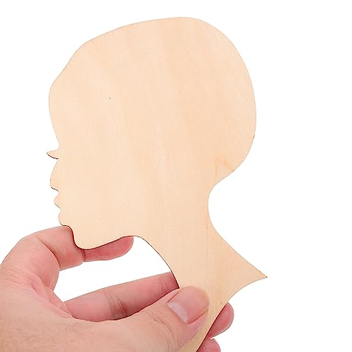SEWACC 10pcs Painting Wood Chips Wooden Template Head Woman Silhouette Wood Head African Girl Wooden Slices Wood Cutout DIY Wood Cutout Crafts Wood SEWACC