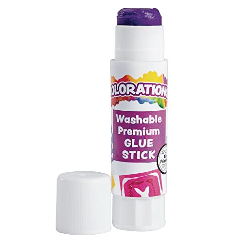 Colorations Washable Premium Glue Sticks for Home and Classroom, Applies Purple, Dries Clear - Set of 30,PREPURP Colorations