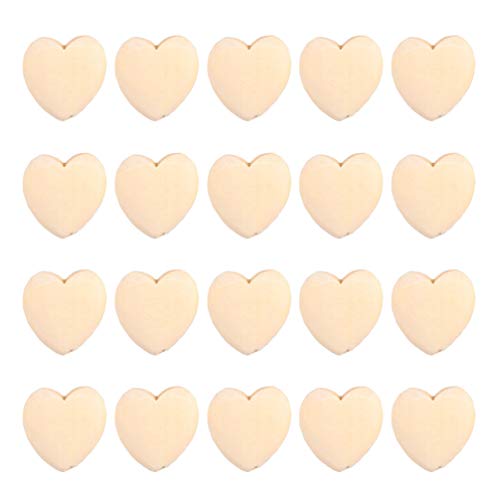 EXCEART 20Pcs Log Color Peach Heart Wooden Shapes to Paint Wooden Loose Beads Heart Wooden Embellishments Wooden Hearts for Wood Heart Cutouts Wood EXCEART