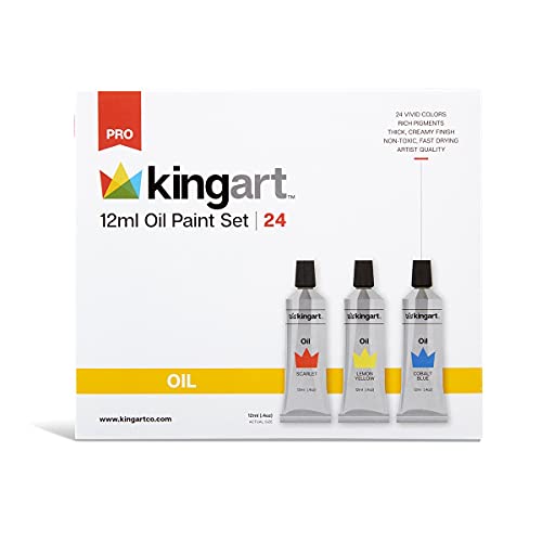 KINGART PRO Oil Paints (12 ml), Set of 24 Assorted Colors KINGART