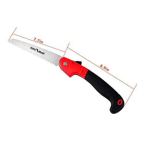 FLORA GUARD Folding Hand Saw, Camping/Pruning Saw with Rugged 7.7 Inch Blades Professional Folding Saw Razor Tooth Sharp Blade Solid Grip(Red) FLORA GUARD
