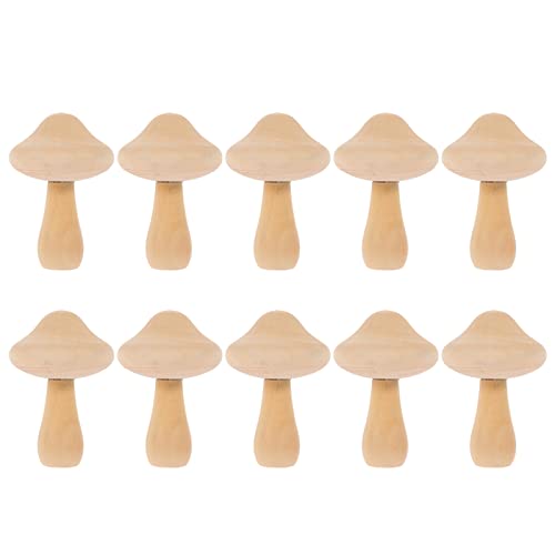 MAGICLULU 10pcs Unfinished Wooden Mushroom Unpainted Wood Mushrooms Set Various Sizes Wooden Mushroom for Arts Projects MAGICLULU