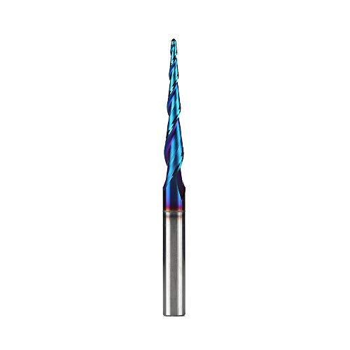 Jiiolioa ZQ21A3 CNC Router Bits 2D&3D Carving 3.6 Deg Tapered Angle 2 Flute Ball Nose 1/4" Shank 1/16"X1 1/2"X1/4"X3" TESTEL