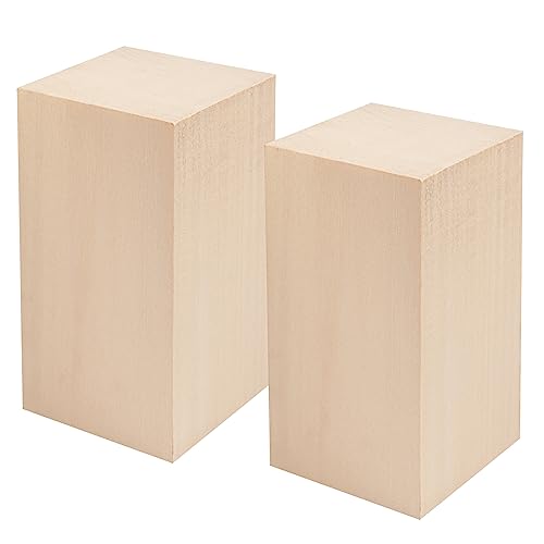 2 Pack Basswood Carving Blocks, 6x3x3 Inches Basswood Blocks for Beginner to Advanced Carvers, Ideal for DIY Projects and Gifts, Soft and Smooth, GNIEMCKIN
