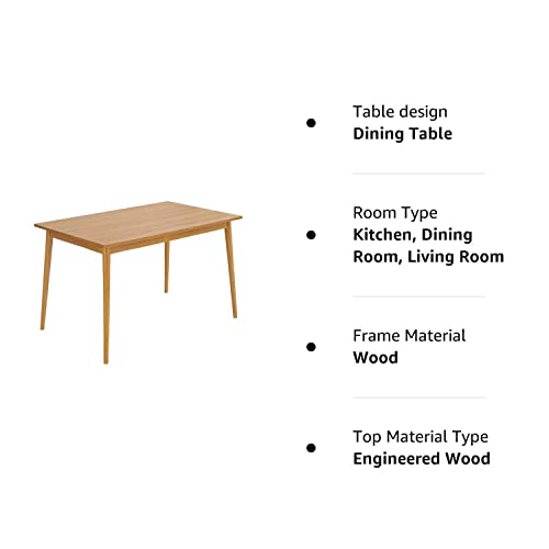 Panana Modern Dining Table 47 Inch Kitchen Table with Solid Wood Leg Oak Finish Dinner Table Dining Room Home Furniture Natural Panana