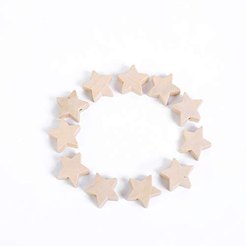ccHuDE 100 Pcs Star Shape Natural Wood Beads Unfinished Wooden Loose Beads Spacer Beads with Hole for Craft Jewelry Making ccHuDE