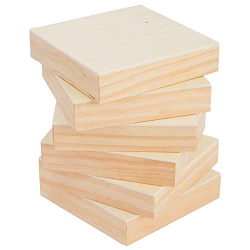 4x4 Wood Canvas Boards for Painting, Blank Deep Cradle Canvas for Art Projects (6 Pack, 0.85 in Thick) Bright Creations