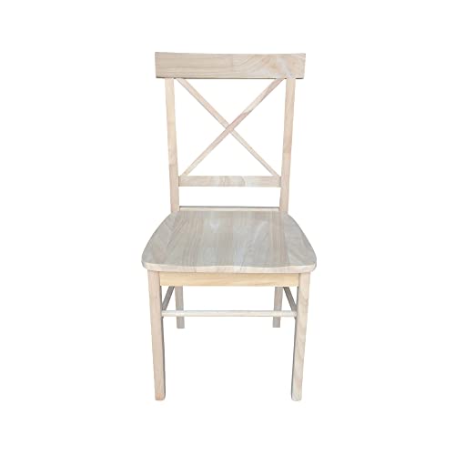 International Concepts Pair of X-Back Dining Chairs, Unfinished Wood IC International Concepts