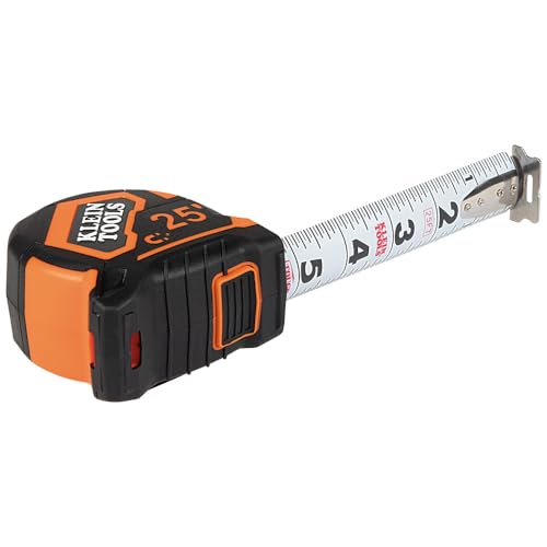 Klein Tools 9225 Tape Measure, Heavy-Duty Measuring Tape with 25-Foot Double-Hook Double-Sided Nylon Reinforced Blade, with Metal Belt Clip Klein Tools