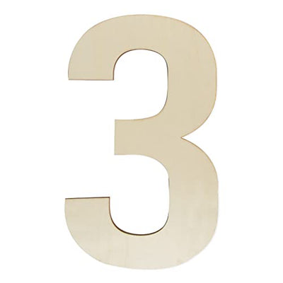 Wooden Numbers 12 Inch, Large Wooden Number 3 Shapes Cutouts Big Blank Unfinished Wood Numbers for DIY Craft Wall Decor Painting Birthday Wedding