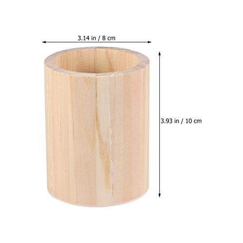 Wooden Pen and Pencil Holder 2 Pcs Wood Pencil Holder Brush Container Holder Desktop Wooden Container Multi Use Holder for Home Office DIY (Round Milisten