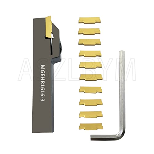 ASZLBYM Lathe Grooving Tool Holder Grooving Cut-Off Tool Holder MGEHR1616-3 With 11pcs MGMN300-M Indexable Carbide Grooving Inserts ASZLBYM
