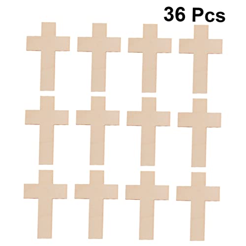 SEWACC 36Pcs Wooden Crosses for Crafts Wooden Cross Charm Small Wooden Crosses Unfinished Wood Cross Rustic Wooden Cross Jesus Wooden Cross Mini SEWACC