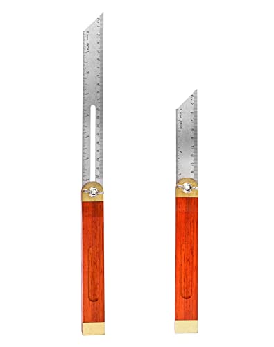 QWORK 9-Inch Stainless Steel T-Bevel Gauge Angle Finder, Metric and Inch Measurements, Sliding Angle Ruler Woodworking T Bevel Angle Finder with QWORK
