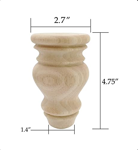 Btibpse 4.7 Inch Wood Furniture Legs Replacement Sofa Couch Chair Ottoman Loveseat Coffee Table Cabinet Feet Unfinished Bun Foot Set of 4 Btibpse
