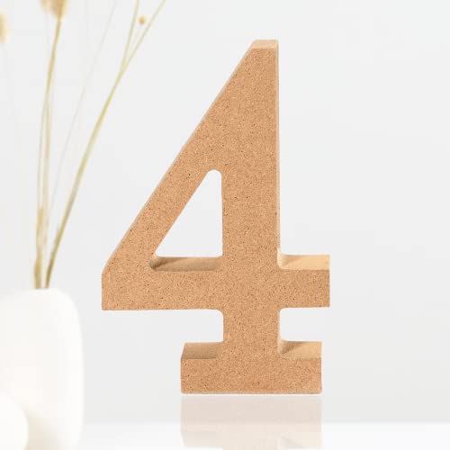 AOCEAN 4 Inch Wooden Numbers for Wall Decor Crafts - Unfinished Blank Pine Wood - Designable and Paintable - Ideal for Holiday & Home Decoration AOCEAN
