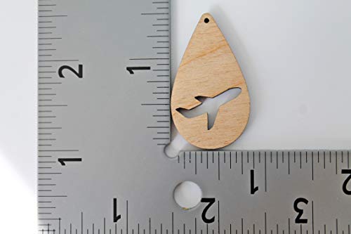 ALL SIZES BULK (12pc to 100pc) Unfinished Wood Laser Airplane Plane Cutout Solid Teardrop Shape with Cutouts Dangle Earring Jewelry Blanks Shape Texan Wood Crafts