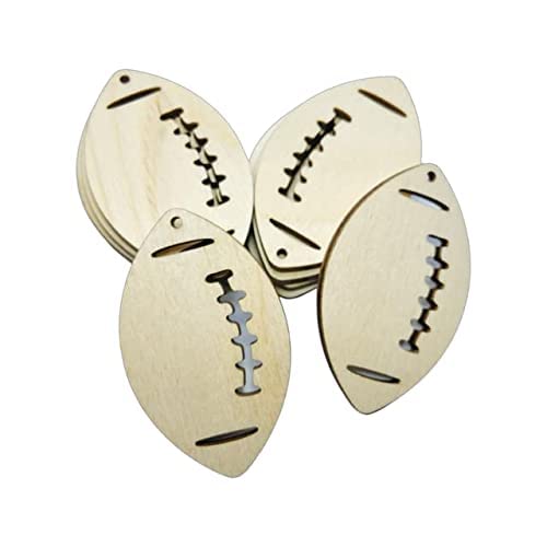 2" tall 12 pieces Unfinished Wood Laser Cutout Football Dangle Earring Jewelry Blanks Shape Crafts Made in Texas (2" tall 12 pieces Football) Texan Wood Crafts