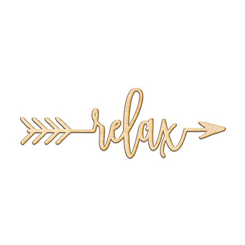 Relax Right Arrow Wood Sign Home Decor Wall Art Hanging Rustic Unfinished 24" x 8" Woodums