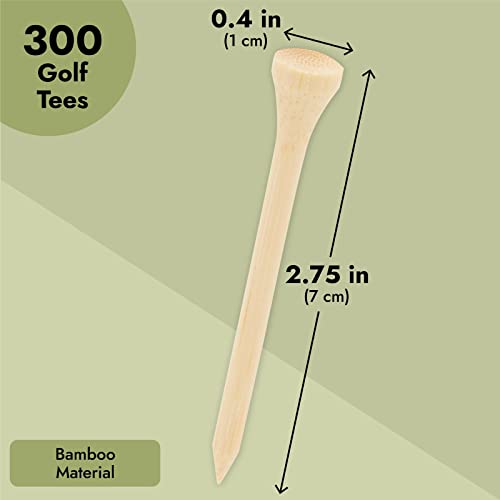 Juvale 300 Pack Bamboo Golf Tees in Bulk (2 3/4 inch, Natural Wood Color) Juvale