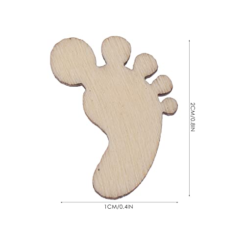 Amosfun 100PCS Foot Shape Wood Slices Christmas Decorations Wooden Cutouts DIY Art Craft Embellishments Ornaments Amosfun