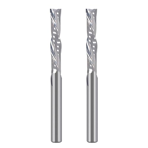 Hozly Downcut Bit 1/8" Shank Down Cut Spiral CNC Router Bits End Mill Tungsten Carbide Milling Cutter Set 2 Pack HOZLY