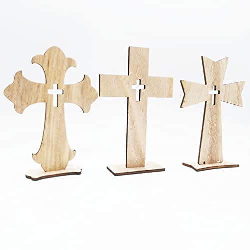SEWACC 30pcs Unfinished Wood Cross Cutout Blank Wood Cross Pieces Table Signs for DIY Art Crafts Projects School Church Home Decoration SEWACC