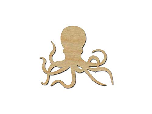 Octopus Shape Unfinished Wood gKET Craft Cutouts Sea Life Decor Variety (6 inch 1 Piece)