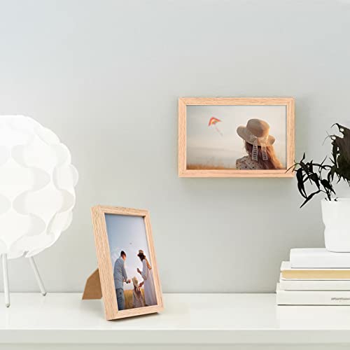 ATOBART 4x6 Picture Frame Set of 6, Made of Solid OAK Wood with Real Glass Front,4x6 Natural Wood Photo Frame for Wall Mount or Table Top Display ATOBART