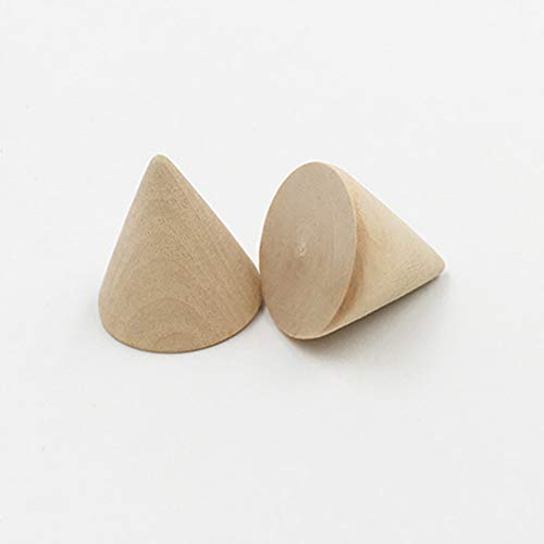 SEWACC 10pcs Unfinished Wooden Cones Natural Wood Cone Ring Holders Unpainted Wood Plain Stand Cone Blank Wooden Cones for DIY Crafts Drawing SEWACC