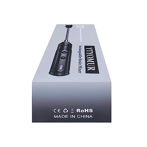 Epoxy Resin Mixer with 2 PCS Epoxy Mixer Paddles, Rechargeable Powerful and Slow Motor for Epoxy Resin, Silicone, Paint Mixing, Without Bubbles DIY YTYOMUR