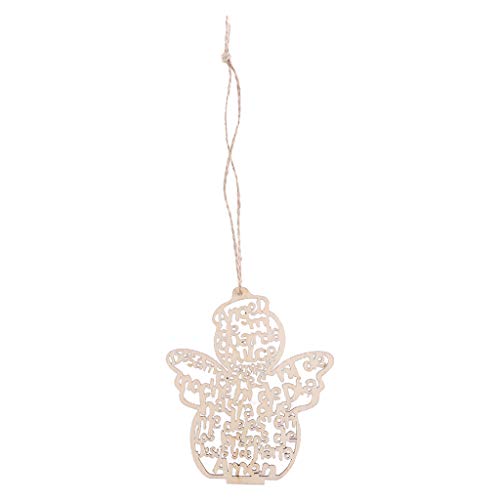 12 Pcs/Pack Wooden Hollow Out Angel for Doll Ornaments Pendants Embellishments for DIY Art Craft Projects Christmas Party Decoration with Rope Easter Youngy