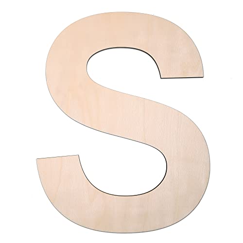 12 Inch Wooden Letter S, 1/4 Inch Thick Large Unfinished Wood Letter for DIY Crafts Home Wall Decor TDOCK
