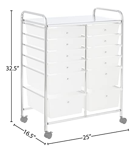 Whitmor Chrome and Plastic 12-Drawer Storage Cart Whitmor