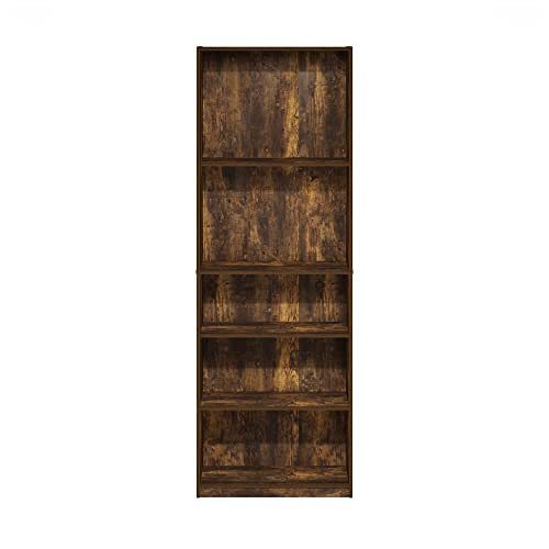 Furinno Jaya Simply Home Adjustable Shelf Bookcase, 5-Tier, Amber Pine Furinno