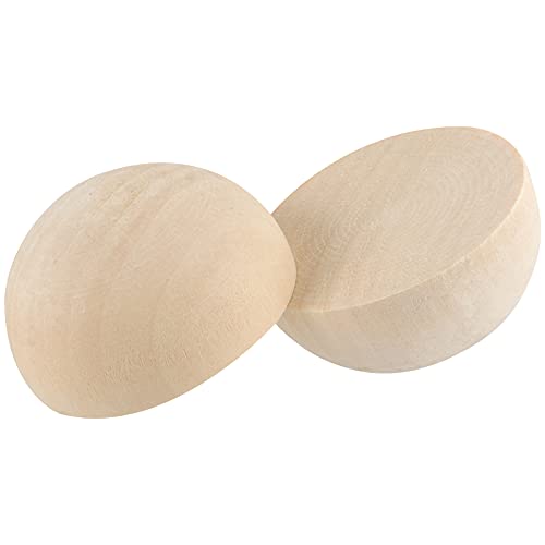 SEHOI 50 PCS 2 Inch Half Wooden Balls, Unfinished Split Wood Balls, Natural Half Wooden Balls for Crafts, Ornaments, DIY Projects SEHOI