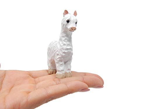 Selsela Llama Figurine Statue Alpaca Miniature Small Animal Party Decor Wood Art Sculpture