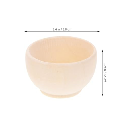 KALLORY Unfinished Wood Blank Bowls 10pcs Miniature Wooden Bowls Unpainted Tiny Bowls Dollhouse Tableware for DIY Painting Art Crafts Projects KALLORY