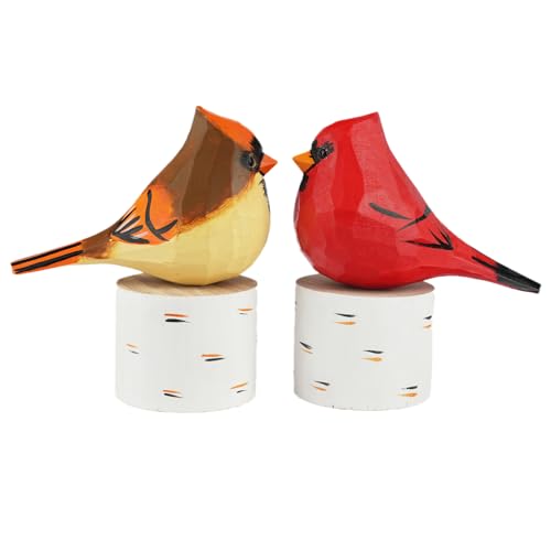 VIPbuy Handmade Wood Bird Figurines, Hand Carved Painted Wooden Bird Ornaments Crafts Home Office Desktop Decor Gifts (Male Cardinal) VIPbuy