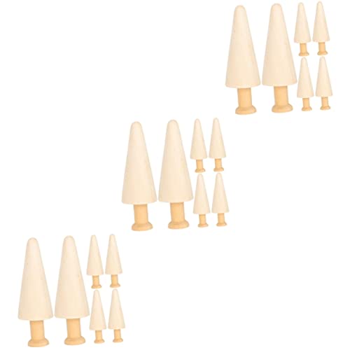 NOLITOY 18 Pcs Easter Wooden Unfinished Wood Easter Fairy Gardens Wooden Peg Dolls Unfinished Wood Trees for DIY Crafts Terrarium Statue Unfinished NOLITOY