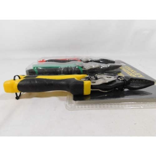 Stanley 3 Piece FatMax Aviation Tin Snip Set with Chrome Molybdenum Steel Blades, Auto Retractable Handles, and Color Coding for Home Improvement Stanley