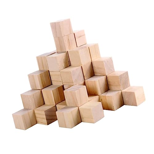 Operitacx 50pcs Wooden Cube Unfinished Wooden Blocks Natural Wood Cube Photo Blocks DIY Stacking Toy Blank Puzzle Wood Squares Mini Toy Wood Cubes Operitacx