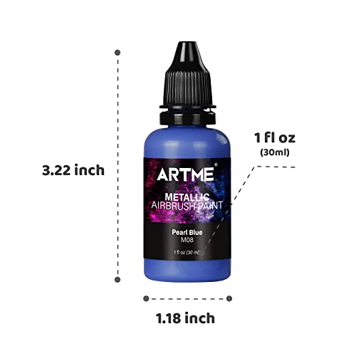ARTME Airbrush Paint, 12 Metallic Colors Airbrush Paint Set Opaque & Water Based Acrylic Metallic Airbrush Paint, Ready to Spray, Leather & Shoe Artme